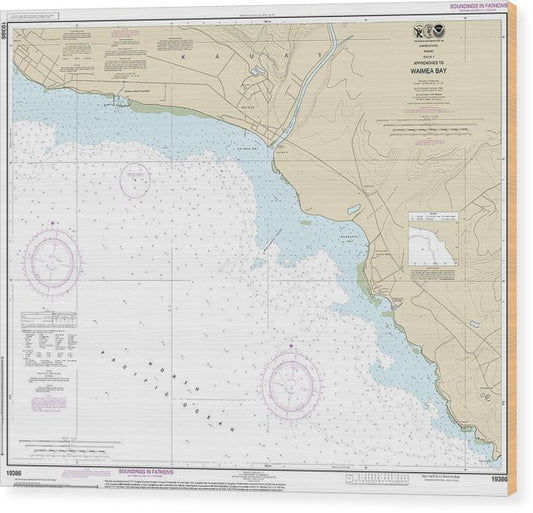 Nautical Chart-19386 Kauai Approaches-Waimea Bay Wood Print