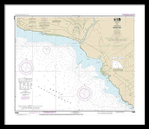 Nautical Chart-19386 Kauai Approaches-waimea Bay - Framed Print