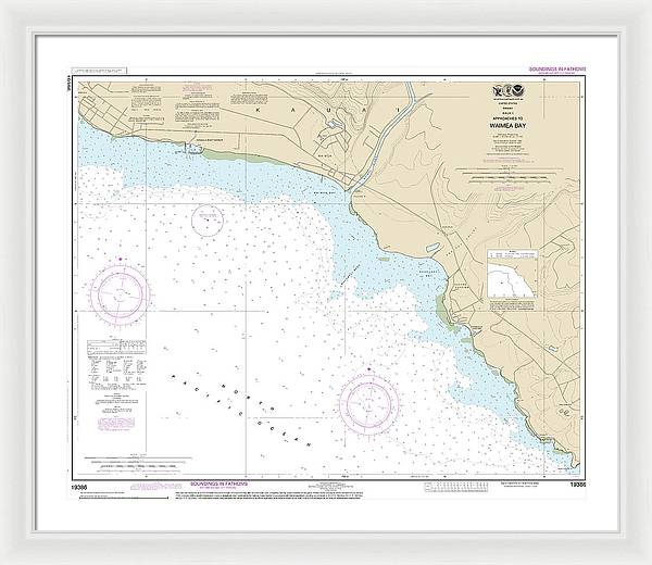 Nautical Chart-19386 Kauai Approaches-waimea Bay - Framed Print