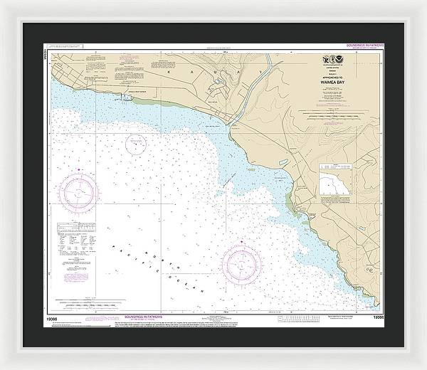 Nautical Chart-19386 Kauai Approaches-waimea Bay - Framed Print