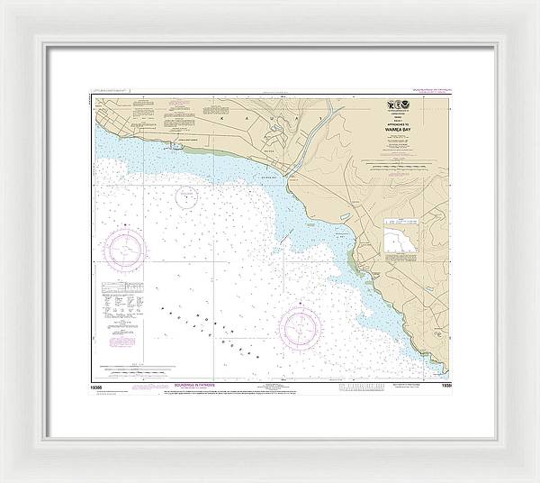 Nautical Chart-19386 Kauai Approaches-waimea Bay - Framed Print