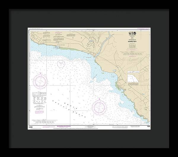 Nautical Chart-19386 Kauai Approaches-waimea Bay - Framed Print