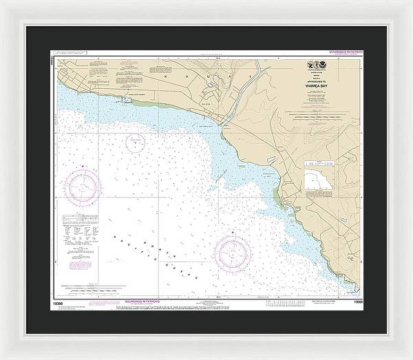 Nautical Chart-19386 Kauai Approaches-waimea Bay - Framed Print