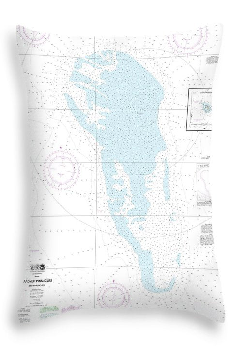 Nautical Chart-19421 Gardner Pinnacles-approaches, Gardner Pinnacles - Throw Pillow