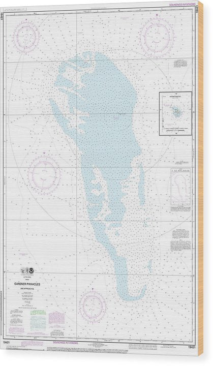 Nautical Chart-19421 Gardner Pinnacles-Approaches, Gardner Pinnacles Wood Print