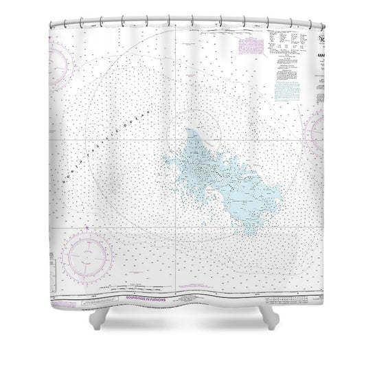 Nautical Chart 19441 Maro Reef Shower Curtain