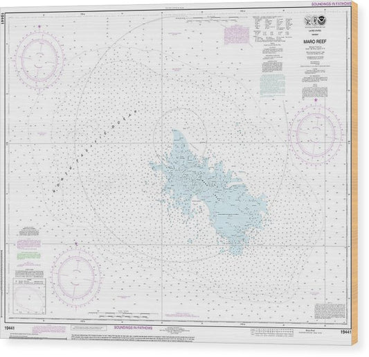 Nautical Chart-19441 Maro Reef Wood Print