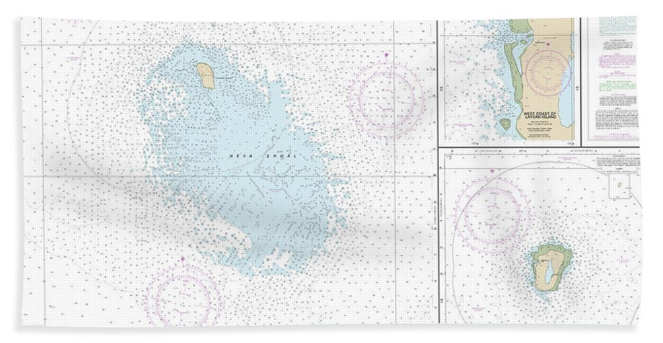 Nautical Chart 19442 Lisianski Laysan Island, West Coast Laysan Island Bath Towel