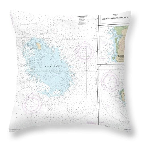 Nautical Chart-19442 Lisianski-laysan Island, West Coast-laysan Island - Throw Pillow