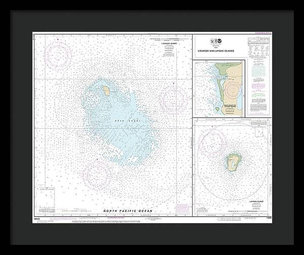 Nautical Chart-19442 Lisianski-laysan Island, West Coast-laysan Island - Framed Print