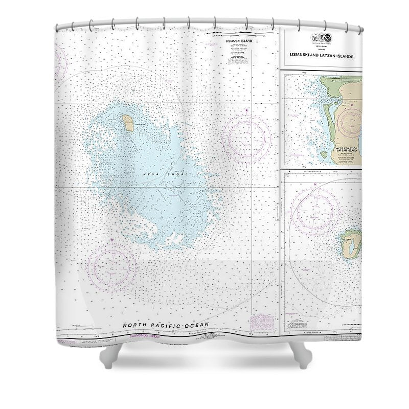 Nautical Chart 19442 Lisianski Laysan Island, West Coast Laysan Island Shower Curtain