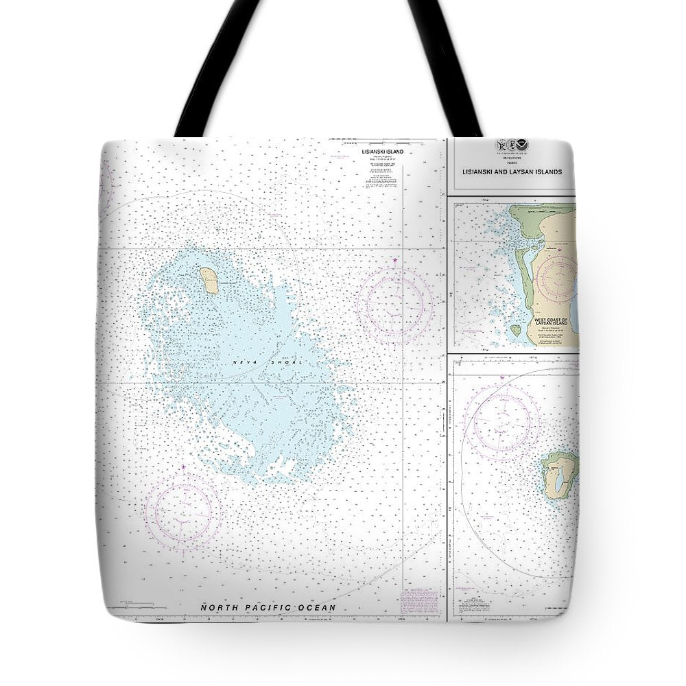 Nautical Chart-19442 Lisianski-laysan Island, West Coast-laysan Island - Tote Bag