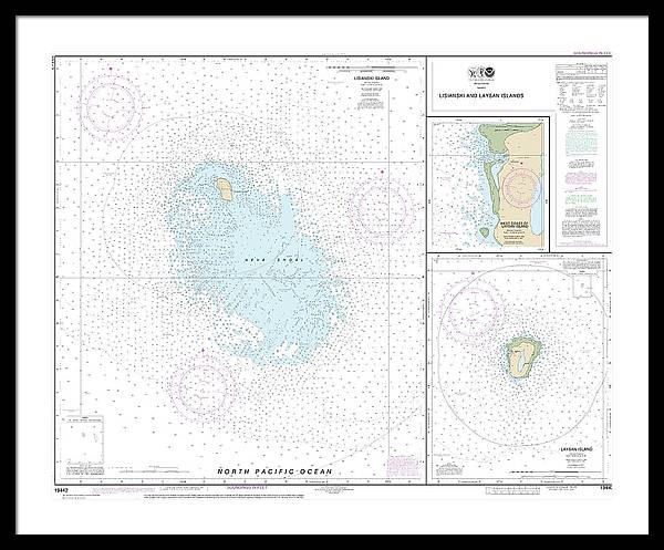 Nautical Chart-19442 Lisianski-laysan Island, West Coast-laysan Island - Framed Print