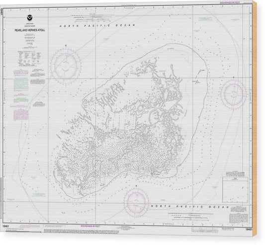 Nautical Chart-19461 Pearl-Hermes Atoll Wood Print