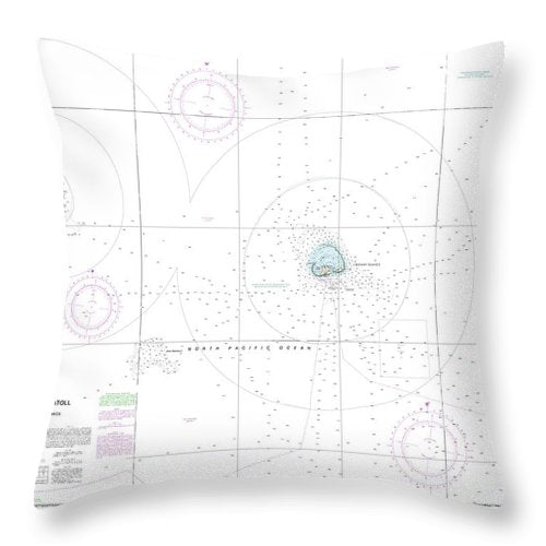Nautical Chart-19480 Gambia Shoal-kure Atoll Including Approaches-the Midway Islands - Throw Pillow