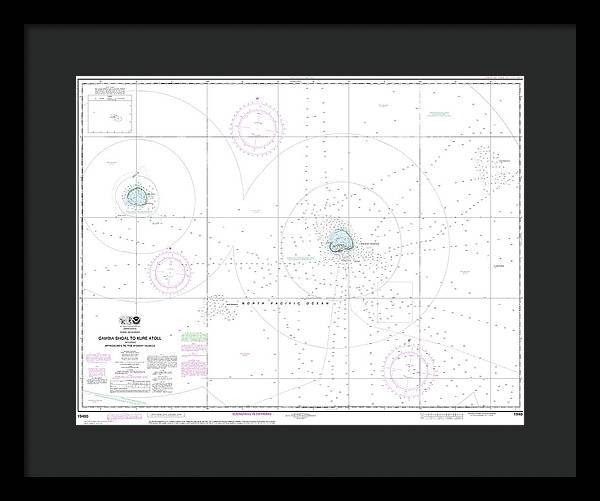 Nautical Chart-19480 Gambia Shoal-kure Atoll Including Approaches-the Midway Islands - Framed Print