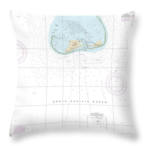 Nautical Chart-19481 Hawaiian Islands Midway Islands - Throw Pillow