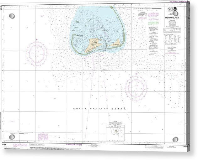 Nautical Chart-19481 Hawaiian Islands Midway Islands - Acrylic Print