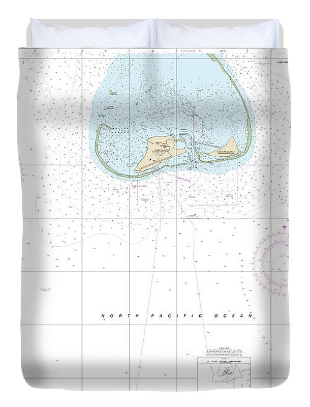 Nautical Chart-19481 Hawaiian Islands Midway Islands - Duvet Cover