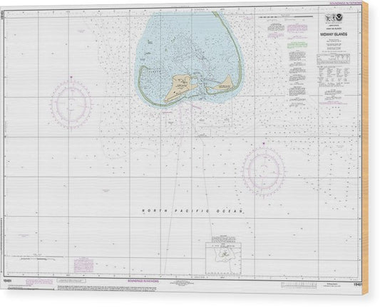 Nautical Chart-19481 Hawaiian Islands Midway Islands Wood Print