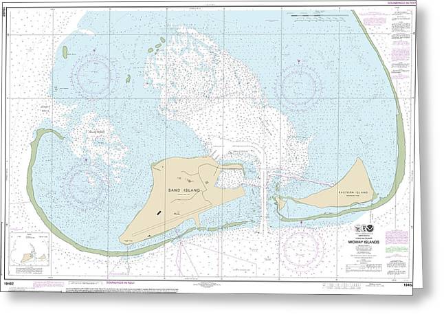 Nautical Chart-19482 Hawaiian Islands Midway Islands - Greeting Card