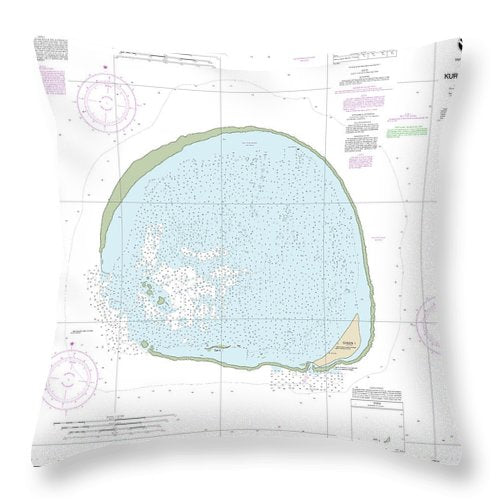 Nautical Chart-19483 Hawaii Kure Atoll - Throw Pillow