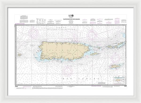 Nautical Chart-25640 Puerto Rico-virgin Islands - Framed Print