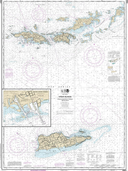 Nautical Chart 25641 Virgin Islands Virgin Gorda St Thomas St Croix, Krause Lagoon Channel Puzzle