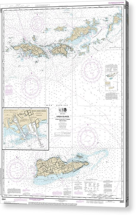 Nautical Chart-25641 Virgin Islands-Virgin Gorda-St Thomas-St Croix, Krause Lagoon Channel  Acrylic Print