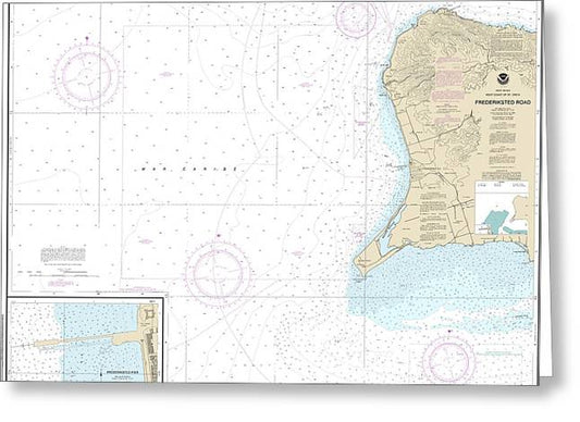 Nautical Chart-25644 Frederiksted Road, Frederiksted Pier - Greeting Card