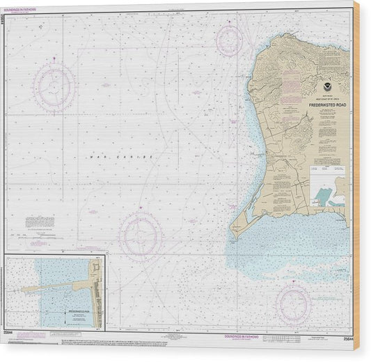 Nautical Chart-25644 Frederiksted Road, Frederiksted Pier Wood Print