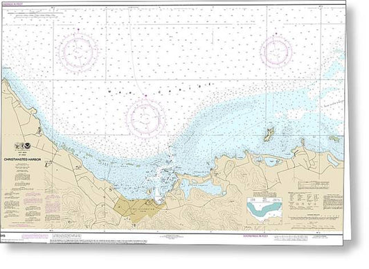 Nautical Chart-25645 Christiansted Harbor - Greeting Card