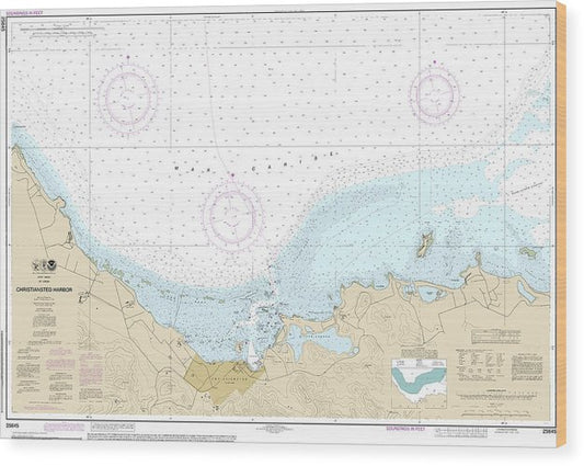 Nautical Chart-25645 Christiansted Harbor Wood Print