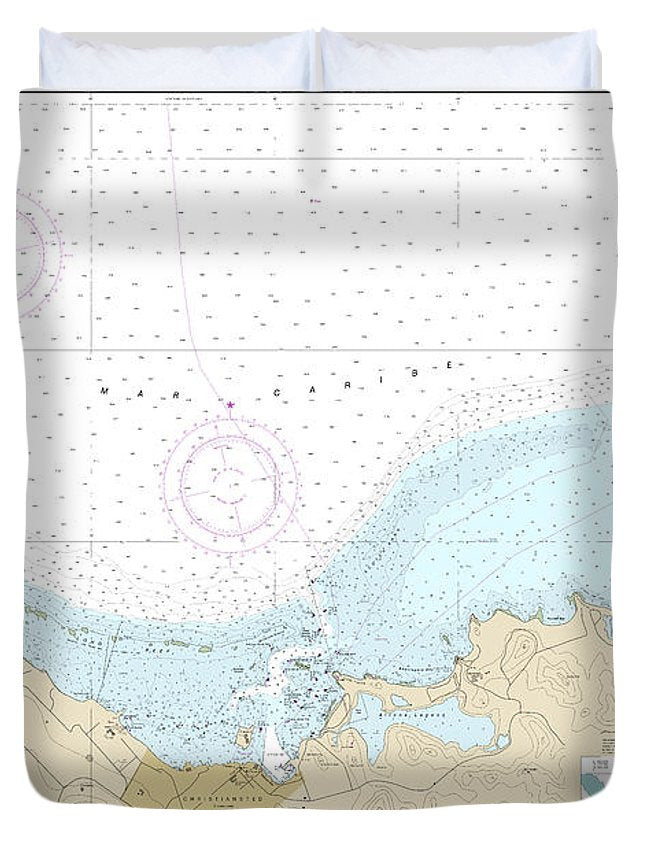 Nautical Chart-25645 Christiansted Harbor - Duvet Cover