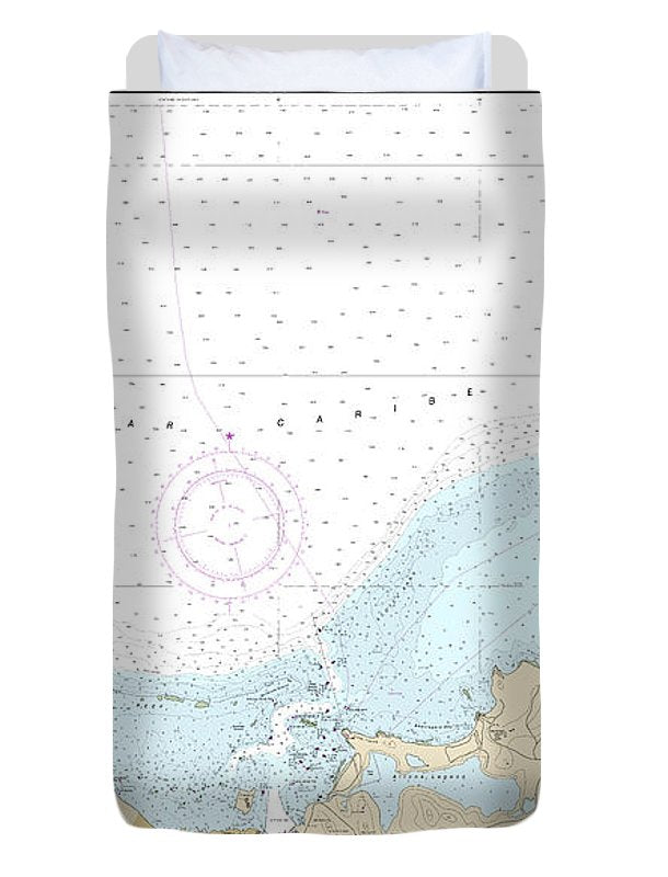 Nautical Chart-25645 Christiansted Harbor - Duvet Cover