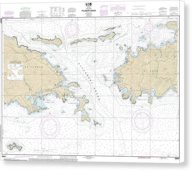 Nautical Chart-25647 Pillsbury Sound - Canvas Print