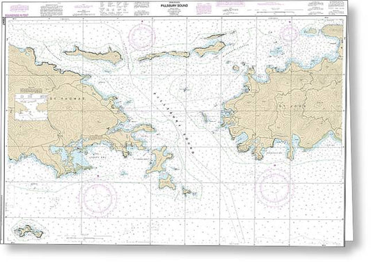 Nautical Chart-25647 Pillsbury Sound - Greeting Card