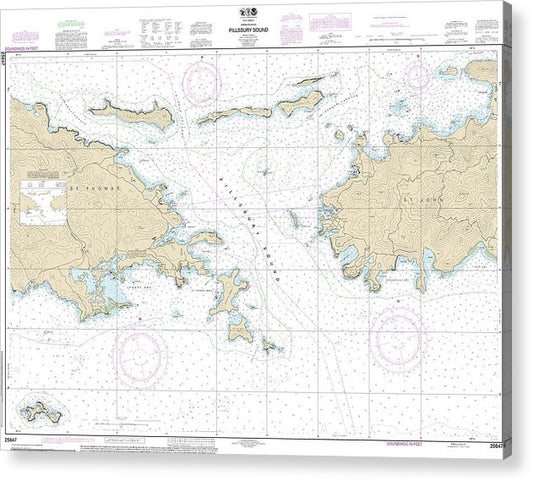 Nautical Chart-25647 Pillsbury Sound  Acrylic Print