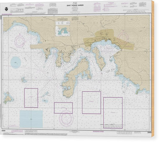 Nautical Chart-25649 Saint Thomas Harbor Wood Print