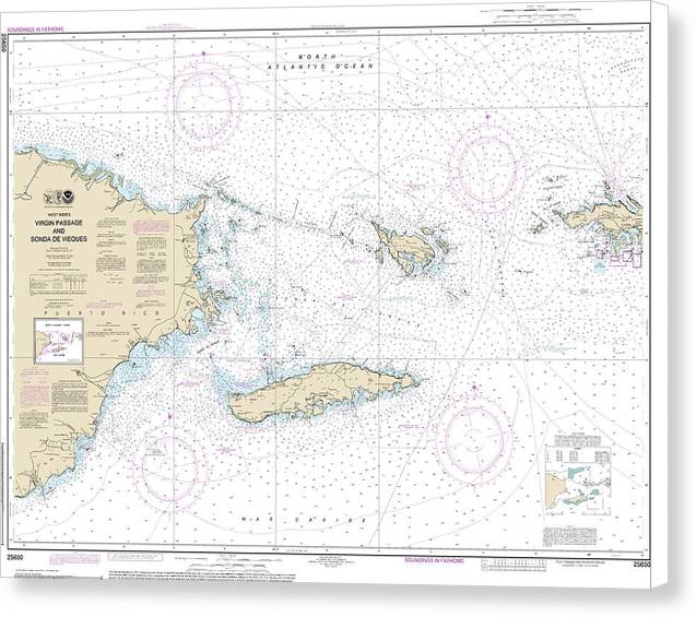 Nautical Chart-25650 Virgin Passage-sonda De Vieques - Canvas Print