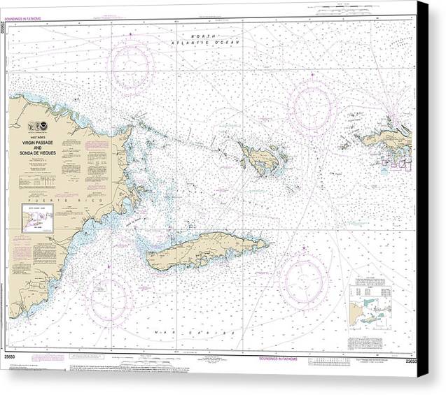 Nautical Chart-25650 Virgin Passage-sonda De Vieques - Canvas Print