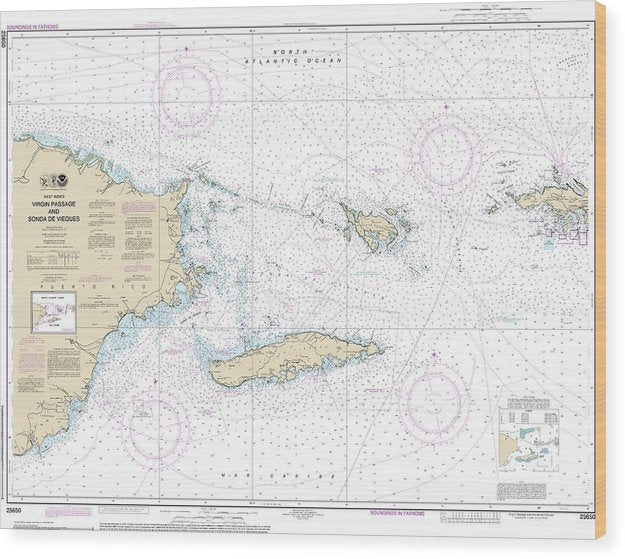 Nautical Chart-25650 Virgin Passage-Sonda De Vieques Wood Print