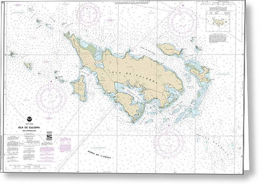 Nautical Chart-25653 Isla De Culebra-approaches - Greeting Card