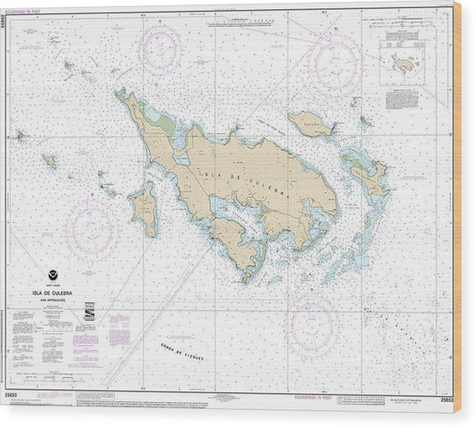 Nautical Chart-25653 Isla De Culebra-Approaches Wood Print