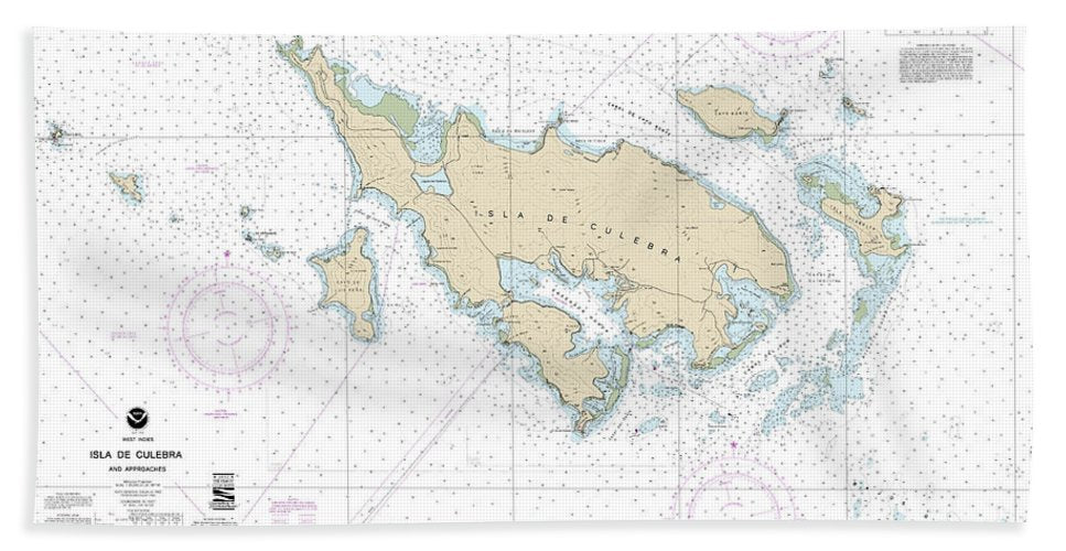 Nautical Chart 25653 Isla De Culebra Approaches Bath Towel