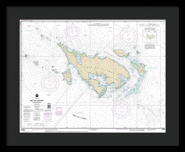 Nautical Chart-25653 Isla De Culebra-approaches - Framed Print