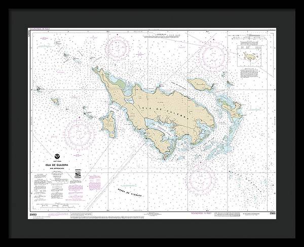 Nautical Chart-25653 Isla De Culebra-approaches - Framed Print