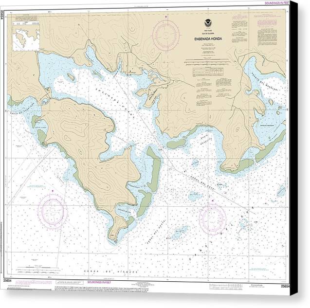 Nautical Chart-25654 Ensenada Honda - Canvas Print