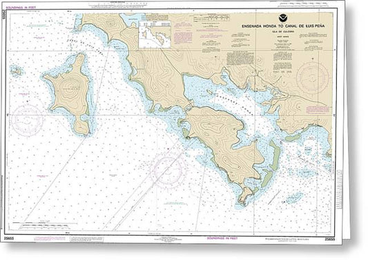 Nautical Chart-25655 Ensenada Honda-canal De Luis Pena - Greeting Card