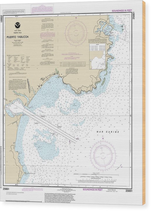 Nautical Chart-25661 Puerto Yabucoa Wood Print